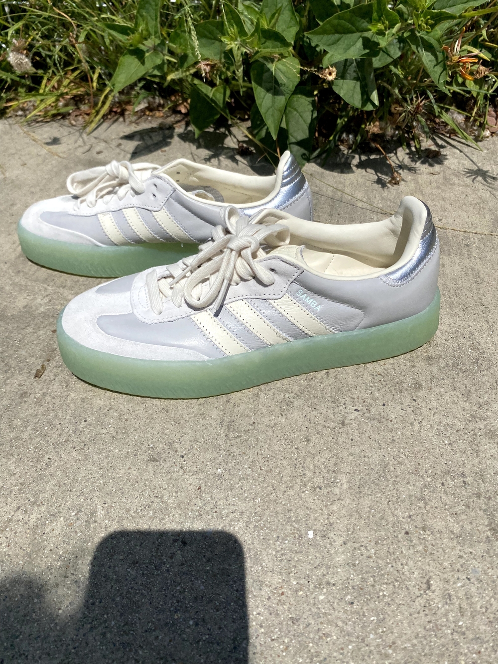 Adidas Samba Platform Sneakers in White with Mint Sole - Picture 2 of 6